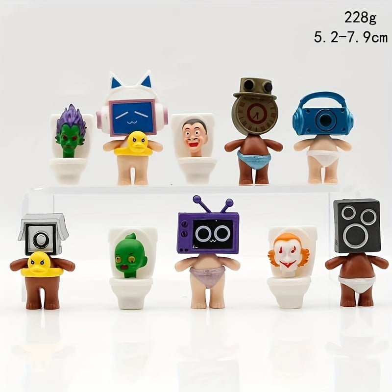 10pcs Hot Game Action Figures:Toilet Man vs Surveillance Man Figure - Man Fighting Figural Statue - Image 3