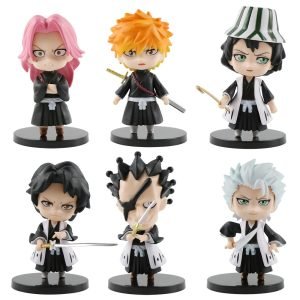 6pcs 10CM Anime Bleach Figures Bleach Handicrafts Car Ornament Ichigo Kurosaki Figura