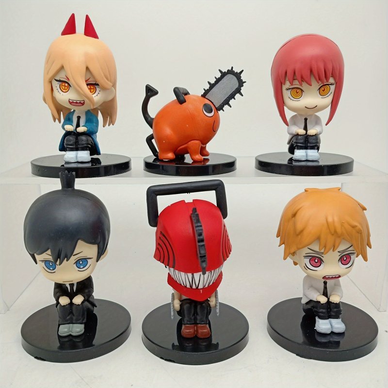 6Pcs/Set Chainsaw Man anime figure set Toys Pochita Power Model Anime Dolls For Kids Children Gift Figura - Image 2