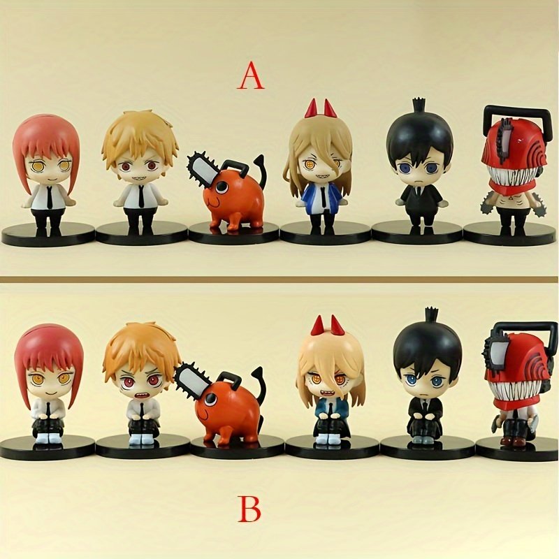 6Pcs/Set Chainsaw Man anime figure set Toys Pochita Power Model Anime Dolls For Kids Children Gift Figura Pochita and Power action figures