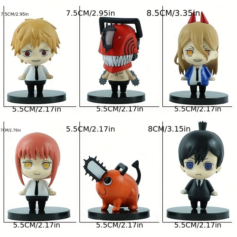 6Pcs/Set Chainsaw Man anime figure set Toys Pochita Power Model Anime Dolls For Kids Children Gift Figura - Image 5
