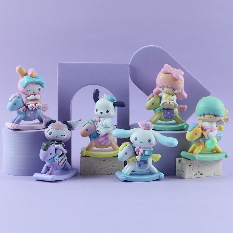6pcs Sanrio Horse Riding My Little Pony Cos Horse Melody Action Figure Cinnamoroll Kuromi Toy Dolls - Image 3