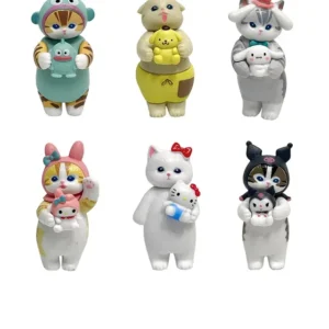 6pcs Sanrio Shark Cat Cosplay My Melody Kuromi Cinnamoroll Kitty Model Figurine Toy